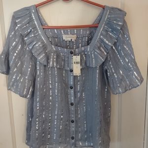 Anthropologie Leora Button Front Ruffle Blouse NWT